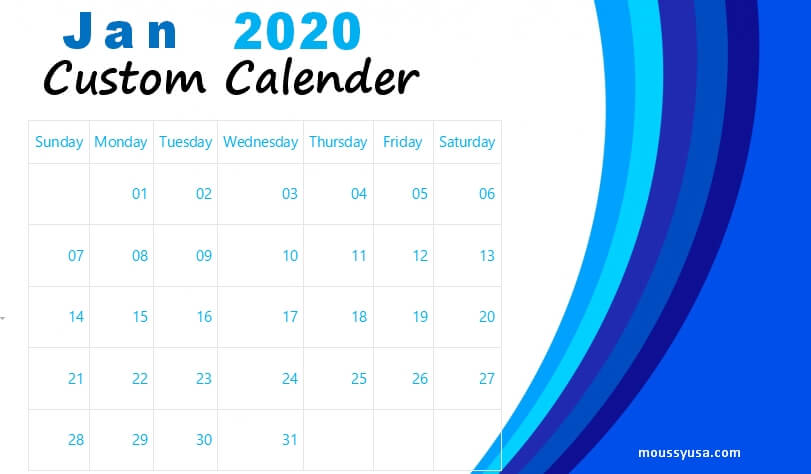 custom calender in word free download