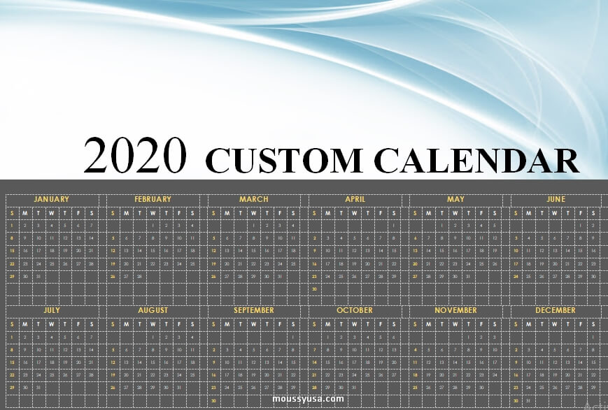 custom calender in word