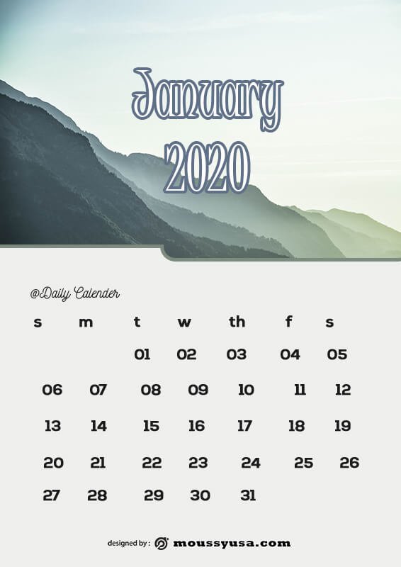 daily calender customizable psd design template