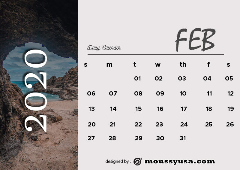 daily calender example psd design