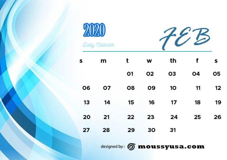 10+ Printable Daily Calendar Template example psd design | Mous Syusa