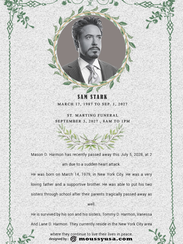 funeral announcement example psd design