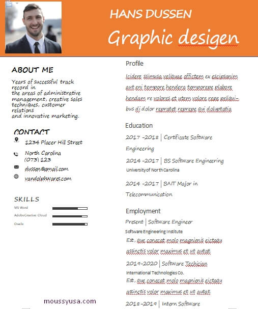 graphic design resume free word template