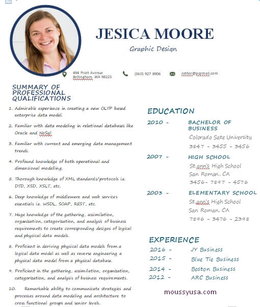 graphic design resume word template free
