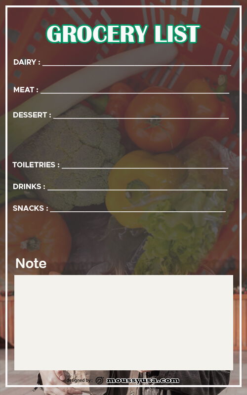 grocery list free psd template