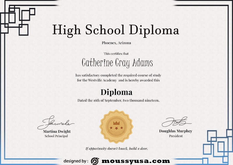 high school diploma psd template free