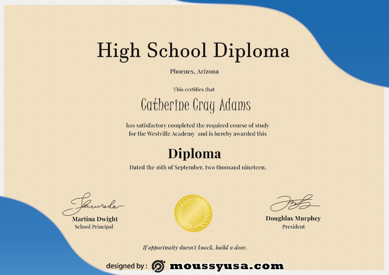 high school diploma template for photoshop