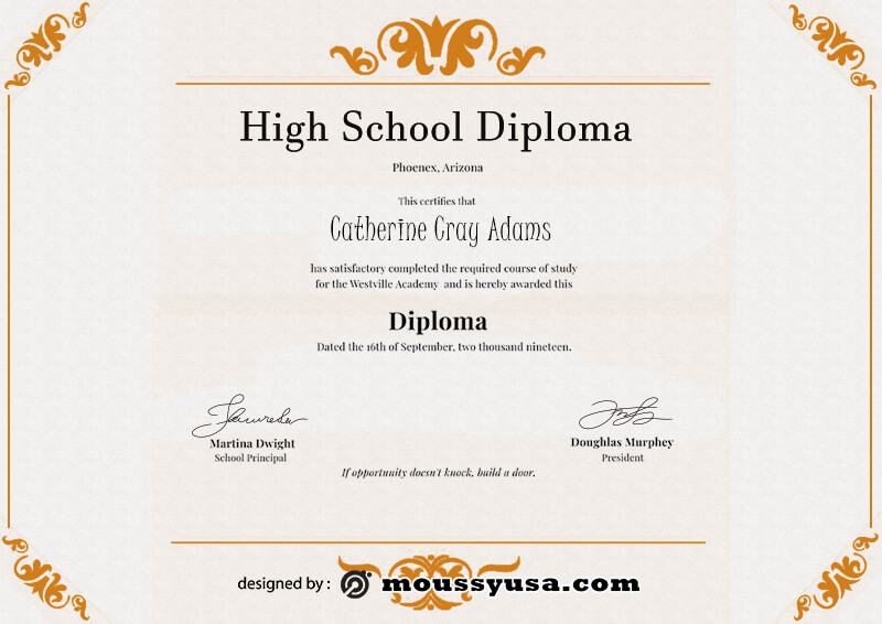 high school diploma template free psd