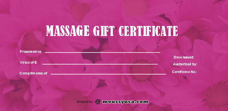 massage gift certificate free psd template