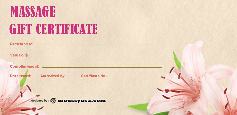 massage gift certificate in photoshop