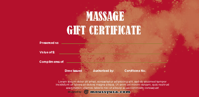 massage gift certificate in psd design