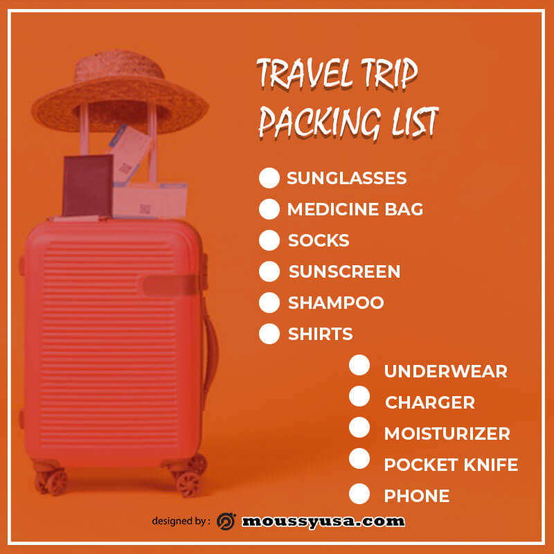 packing list customizable psd design template