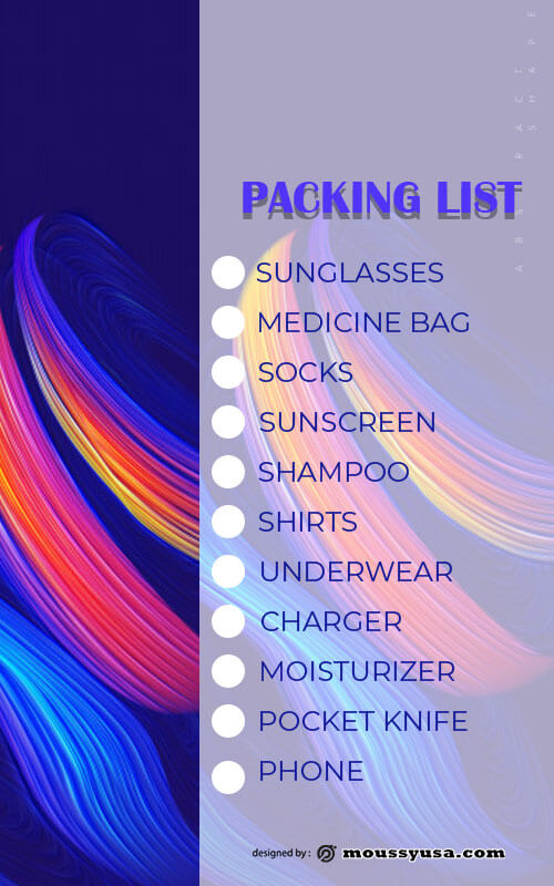 packing list example psd design