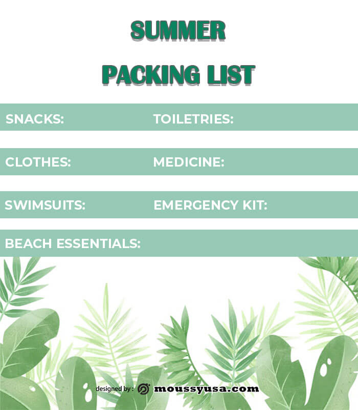 packing list in photoshop