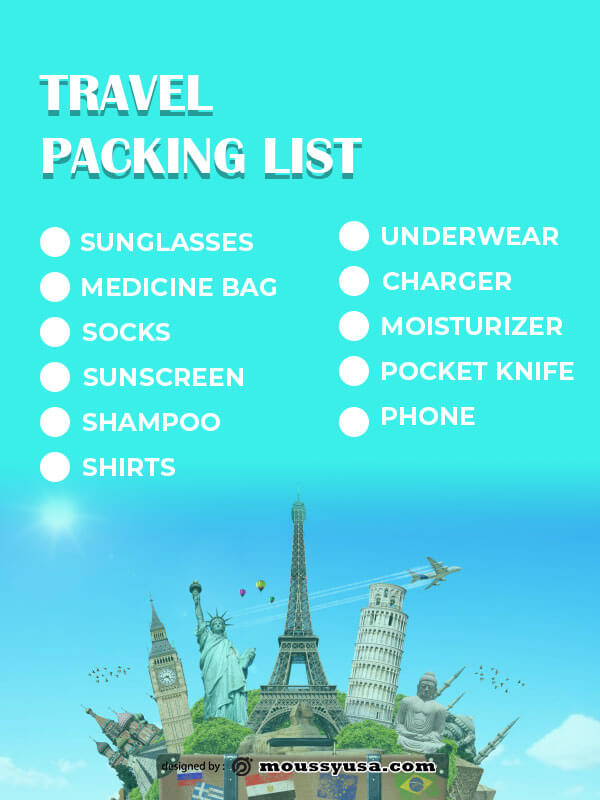 packing list psd template free