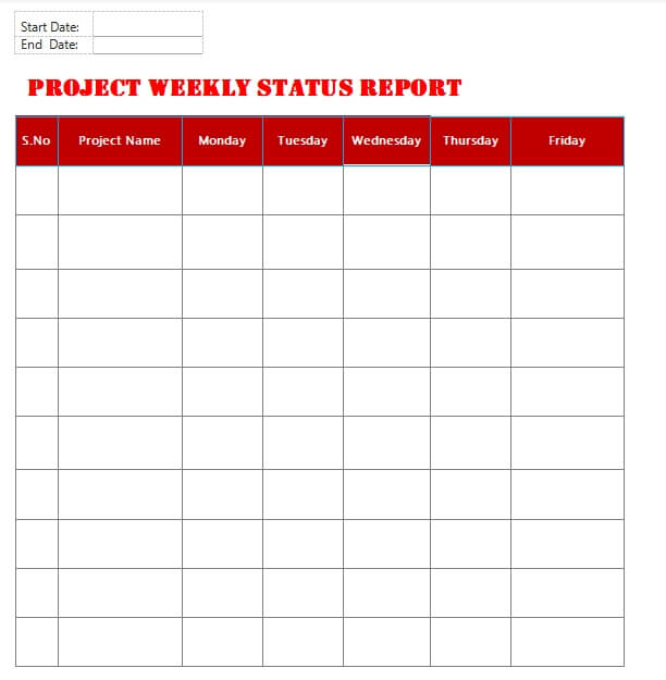 project status report in word design