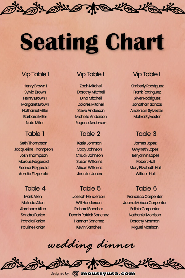 seating chart example psd design