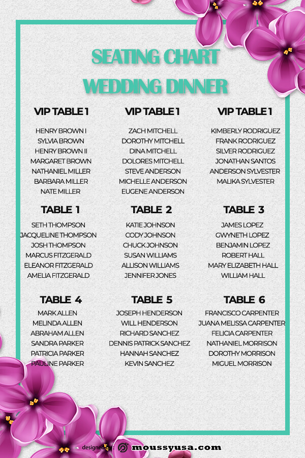 seating chart psd template free