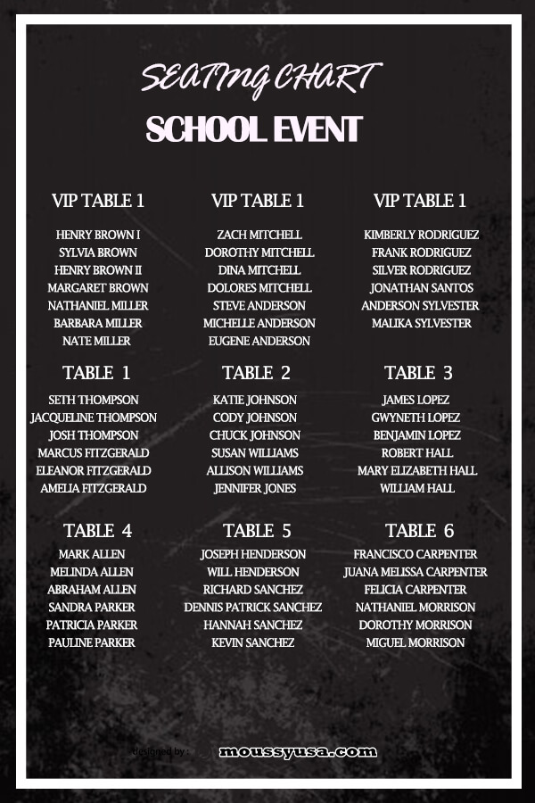 seating chart template for photoshop