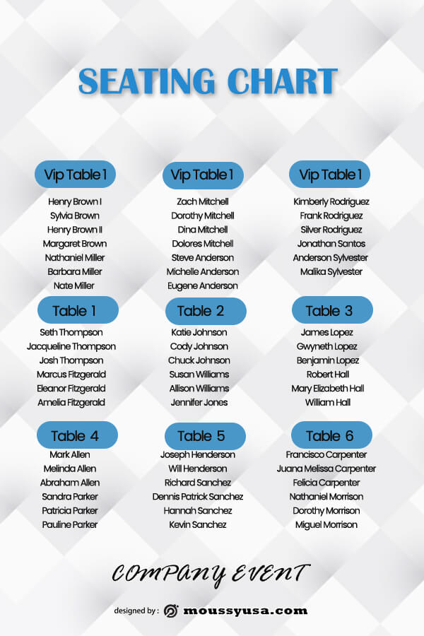 seating chart template free psd