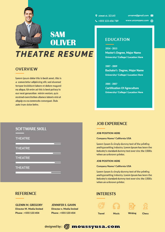 theatre resume customizable psd design template