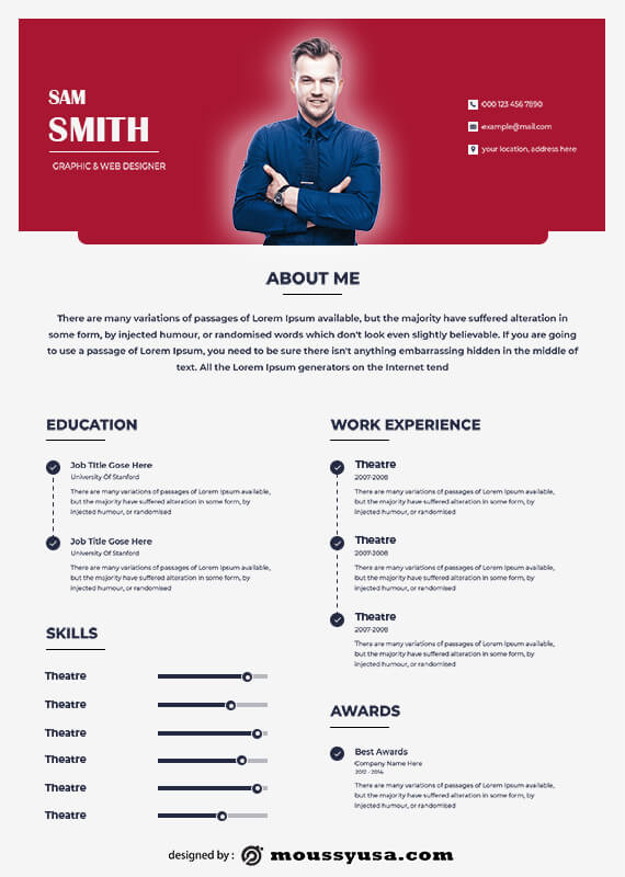 theatre resume example psd design