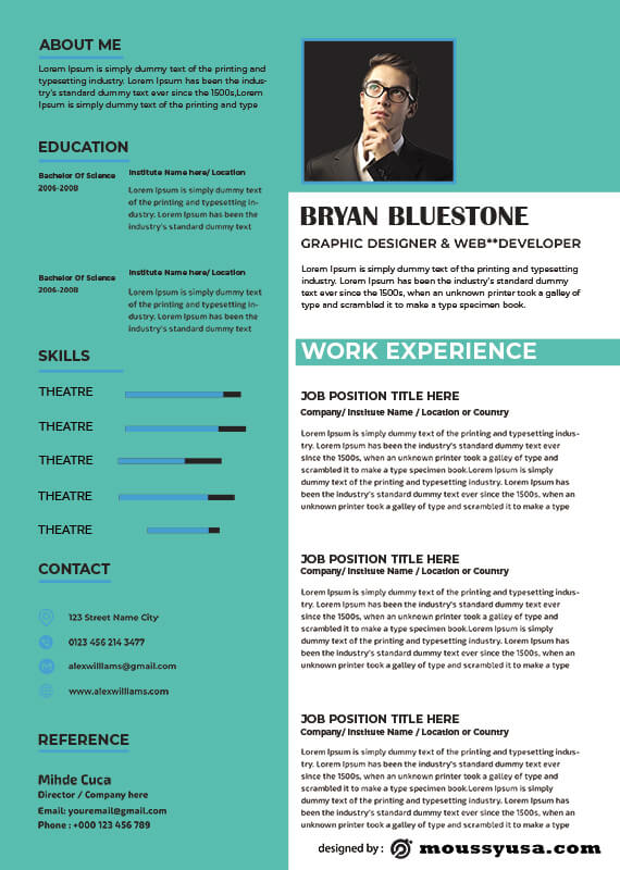 theatre resume in psd design