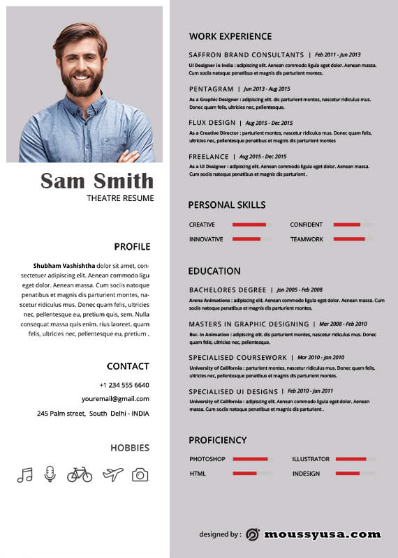 theatre resume psd template free