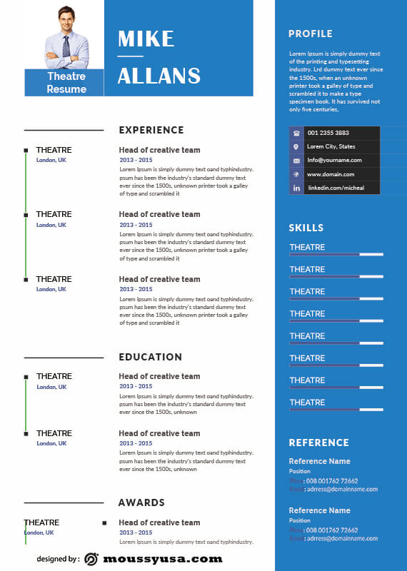 theatre resume template for photoshop