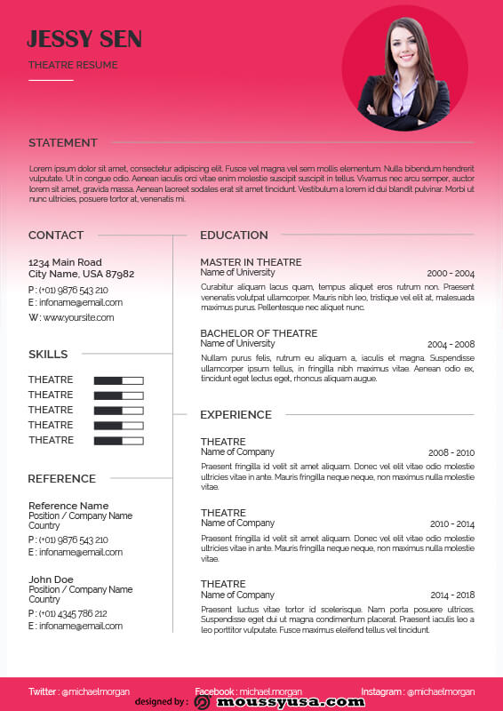 theatre resume template free psd