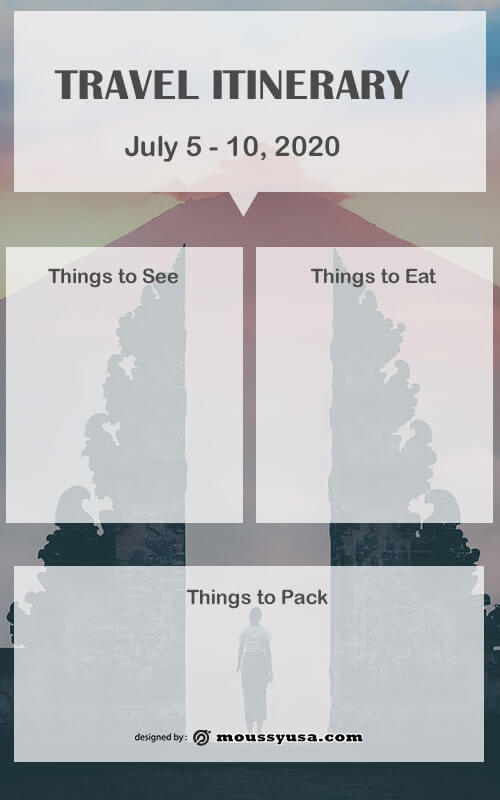 travel itinerary template free psd