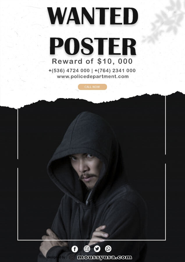 wanted poster customizable psd design template