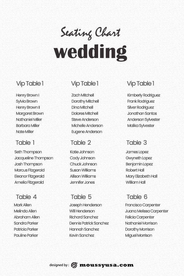 wedding seating chart in photoshop free download