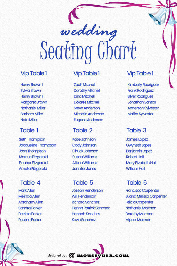 wedding seating chart template free psd