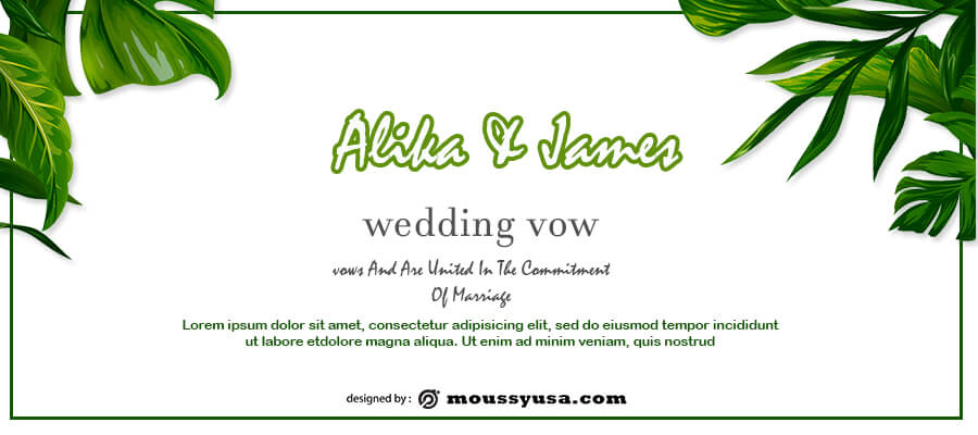 wedding vow template free psd