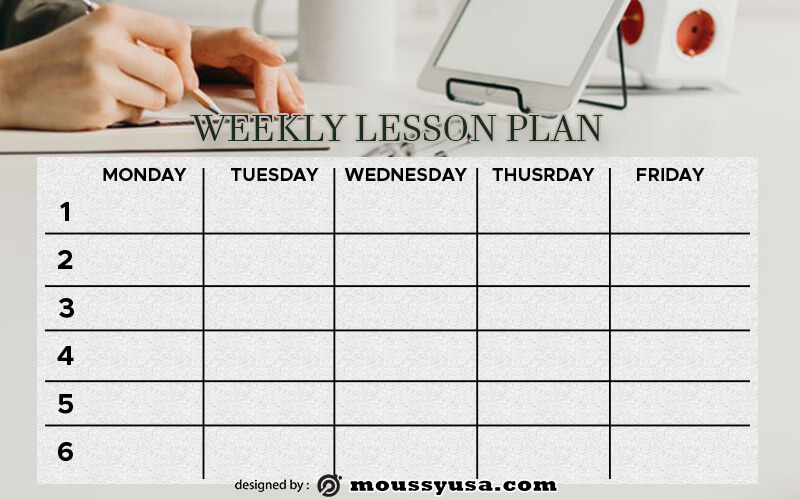 weekly lesson plan example psd design