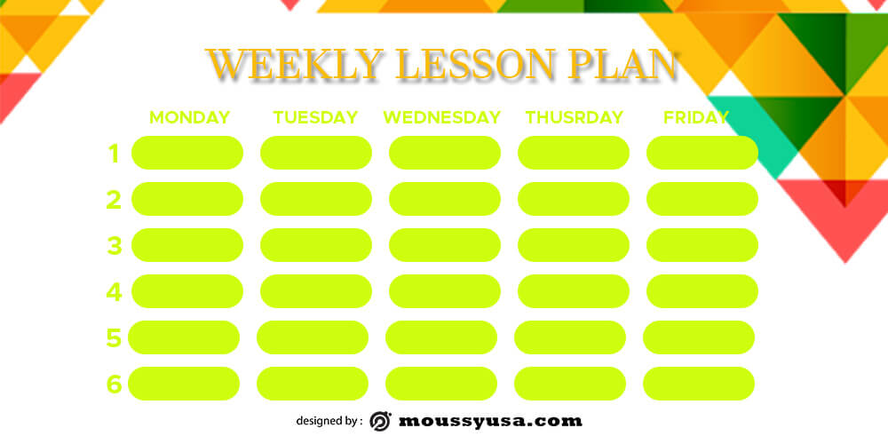 weekly lesson plan free download psd