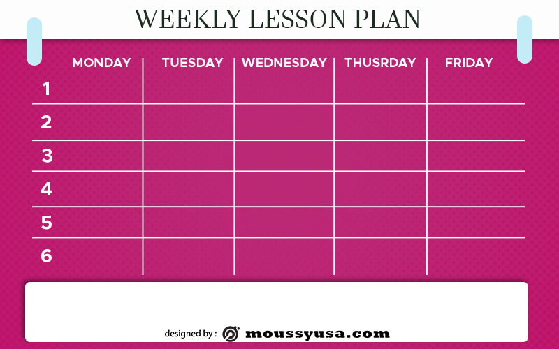 weekly lesson plan in psd design