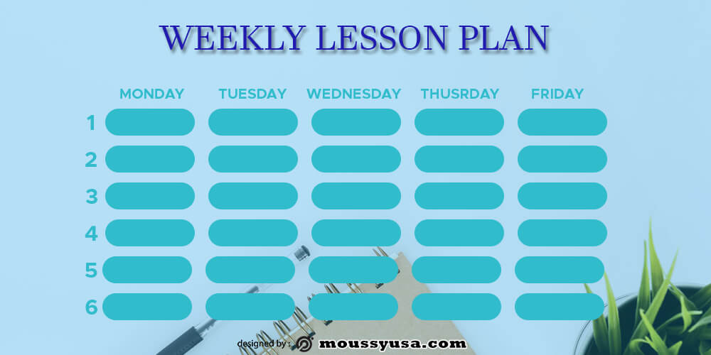 weekly lesson plan psd template free