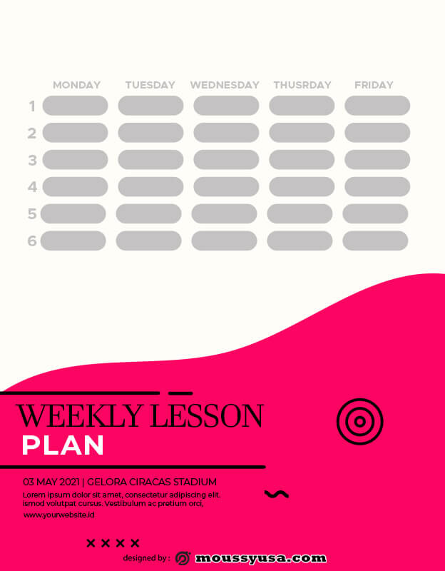 weekly lesson plan template for photoshop