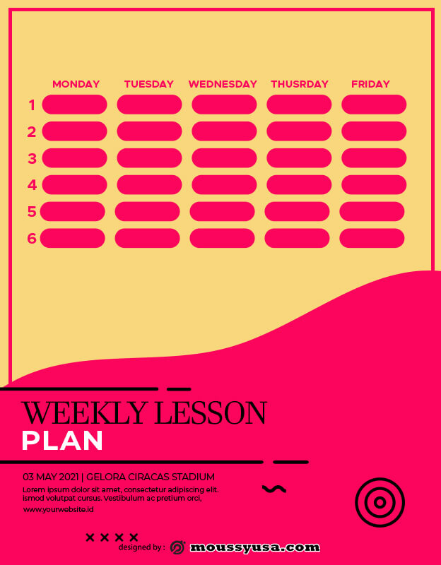 weekly lesson plan template free psd