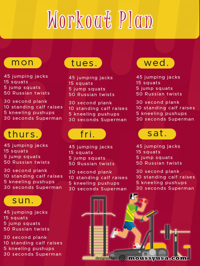 workout plan example psd design