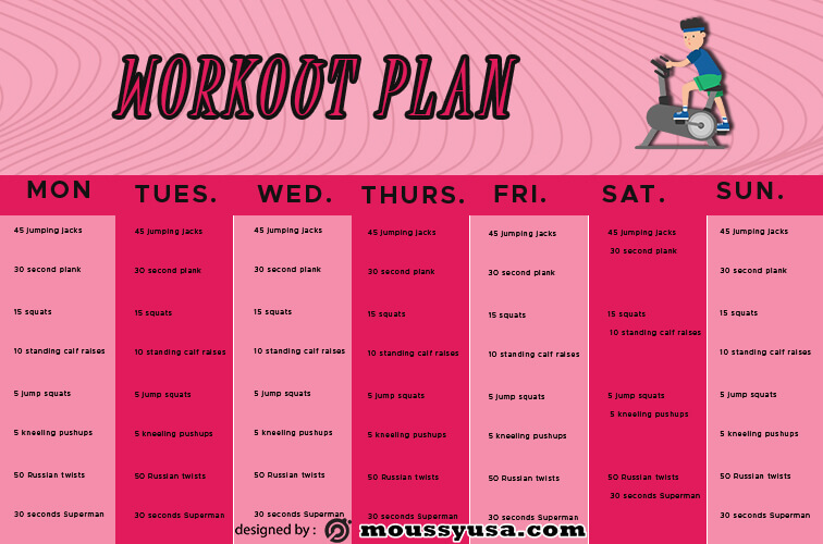 workout plan free psd template