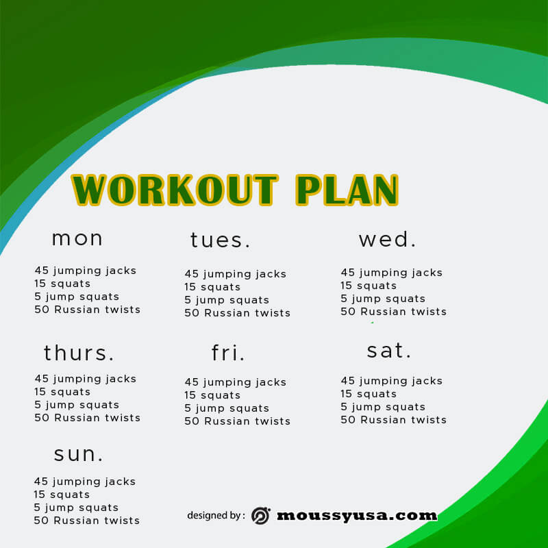 workout plan in psd design