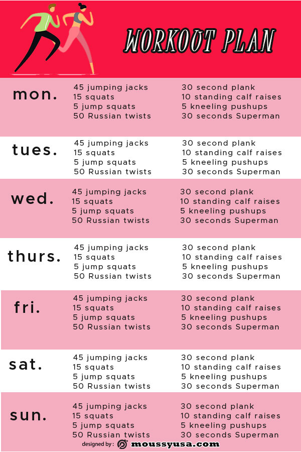 10+ Printable Workout Plan Template Free Psd 