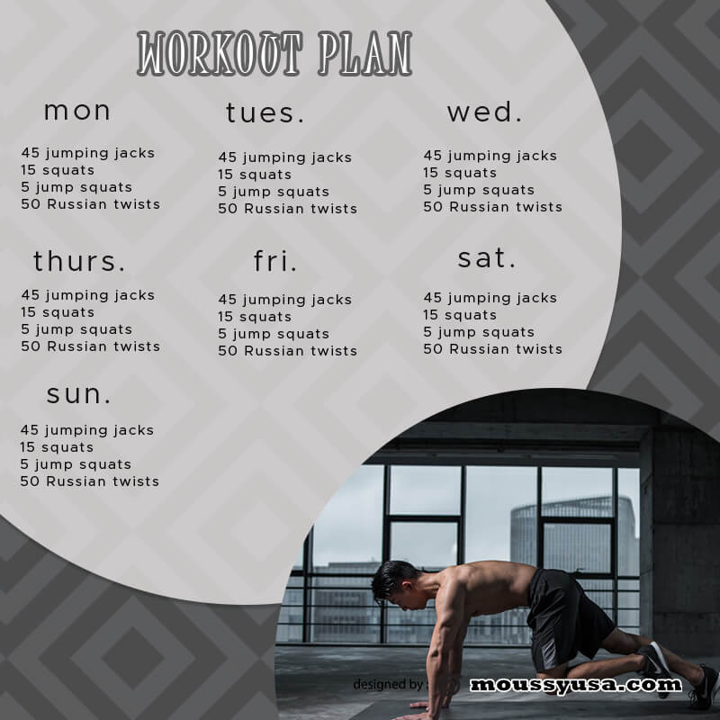 workout plan template for photoshop