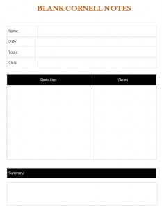 Cornell Note free download word
