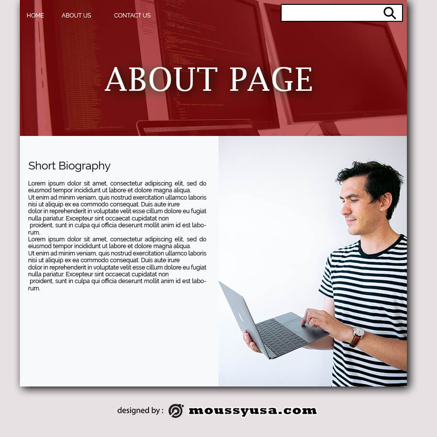 about page example psd design