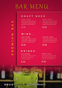 bar menu customizable psd design template