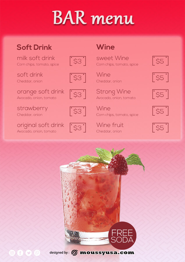 bar menu free download psd